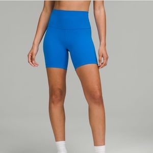 Lululemon Blue Wunder Train High rise 6 Inch Shorts